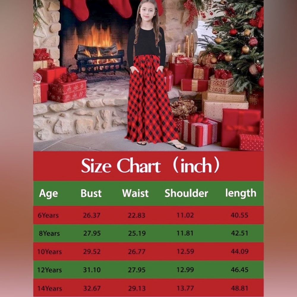 Festive Black & Red Plaid Long Sleeve Dress - Picture 4 of 5